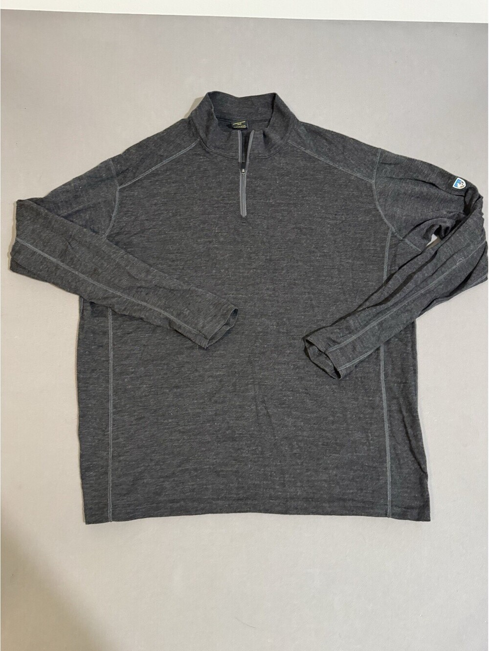 Kuhl Mens Skar Merino Wool Pullover XL Gray 1/4 Zip Mock Neck Sweater 3094